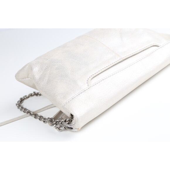 Hobo International Jessa Metallic Gray Leather Convertible Shoulder Bag Clutch - Picture 5 of 10